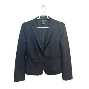 Ann Taylor Blazer Suit Jacket Women's Size 14 Solid Black One Button Lightweight